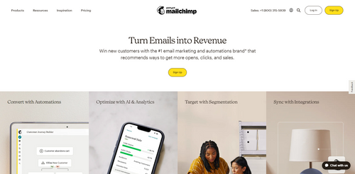 Mailchimp Website Homepage