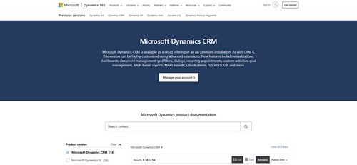 Dynamics 365 Sales Website Homepage